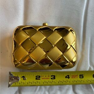 La Regale Shiny Gold Woven Clutch